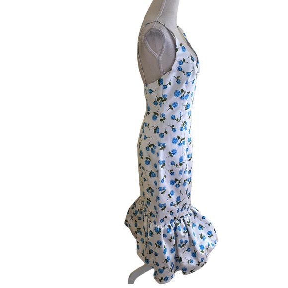 Michael Kors COLLECTION White with Blue Floral Tank Flounce Dress 6 NEW - Picture 7 of 11